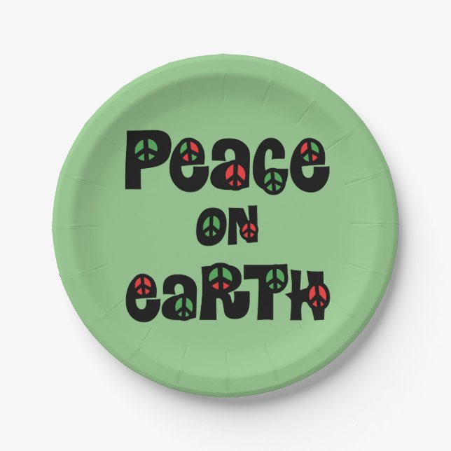 Peace On Earth Christmas Paper Plates (Front)