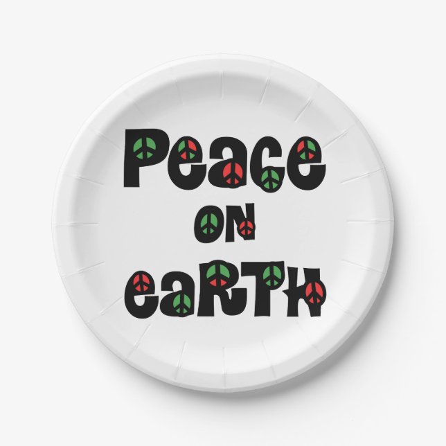 Peace On Earth Christmas Paper Plates (Front)