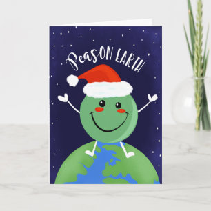 peace on earth christmas pea art funny pun gag card