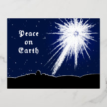 Peace on Earth Christmas Postcard with Foil