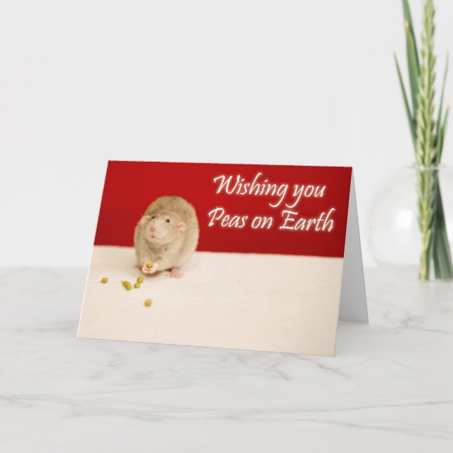 Peace on Earth Christmas Rat Holiday Card (Front)