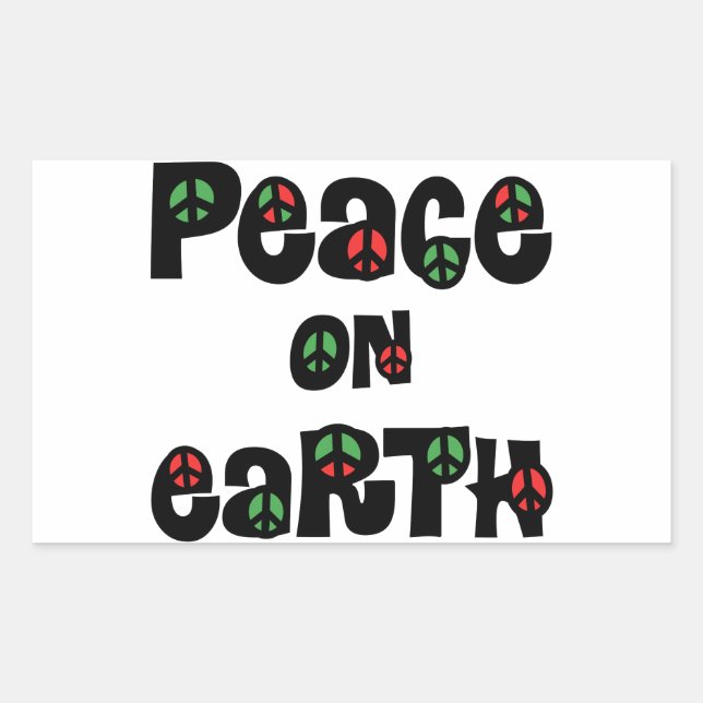 Peace On Earth Christmas Rectangular Sticker (Front)