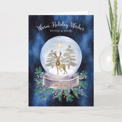 Peace on Earth Christmas Reindeer Snow Globe Card