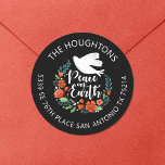 Peace on Earth Christmas Return Address Label<br><div class="desc">A pretty Christmas return address label featuring a dove in a floral wreath with the words Peace on Earth. The Christmas address label is designed in black,  red and white. Personalize it with your name,  for your Christmas envelope seals this year. Designed for you by Blackberry Boulevard.</div>