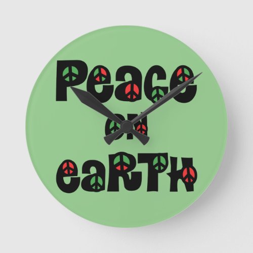 Peace On Earth Christmas Round Clock