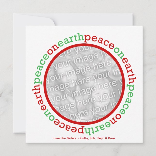 Peace on earth Christmas round photo greeting card (Front)