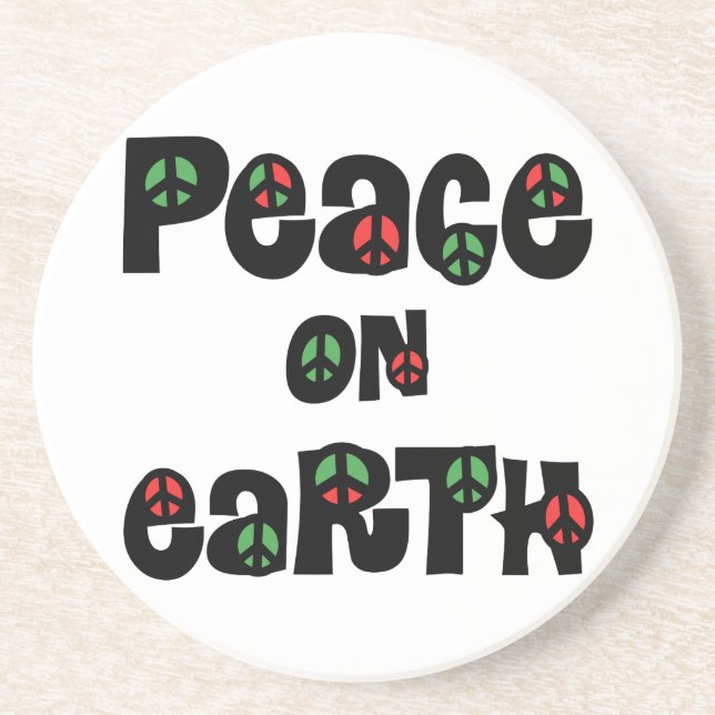 Peace On Earth Christmas Sandstone Coaster (Front)