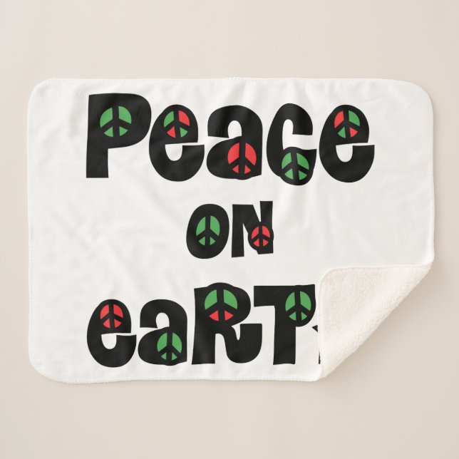 Peace On Earth Christmas Sherpa Blanket (Front (Horizontal))