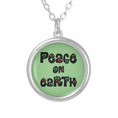 Peace On Earth Christmas Silver Plated Necklace