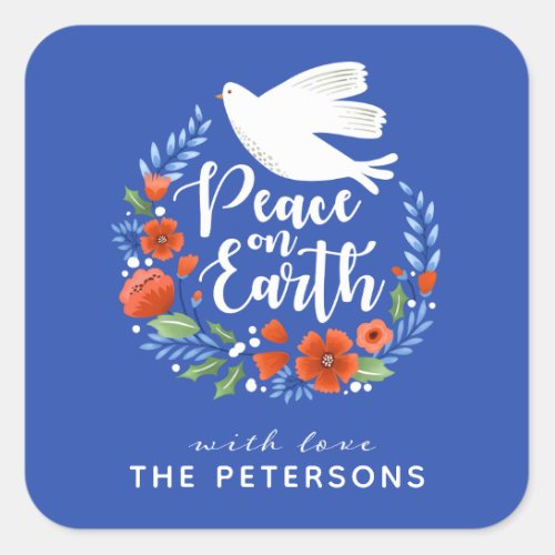 Peace on Earth Christmas Square Sticker