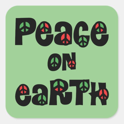 Peace On Earth Christmas Square Sticker