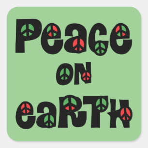 Peace On Earth Christmas Square Sticker