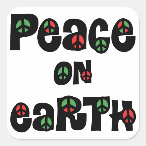 Peace On Earth Christmas Square Sticker