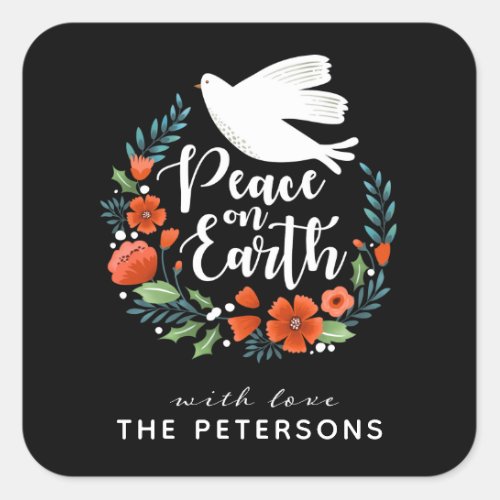 Peace on Earth Christmas Square Sticker