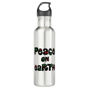 Peace On Earth Christmas Stainless Steel Water Bottle