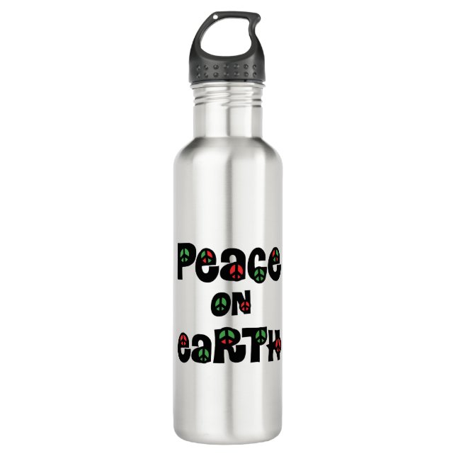 Peace On Earth Christmas Stainless Steel Water Bottle (Front)