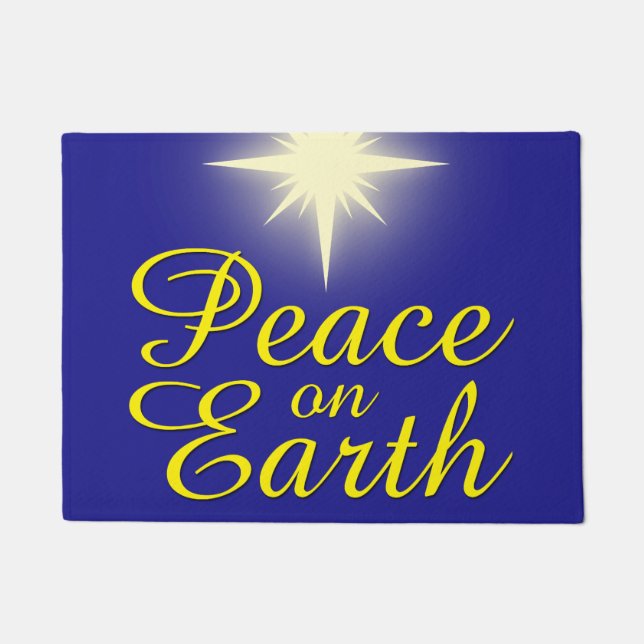 Peace on Earth Christmas Star Holiday Doormat (Front)