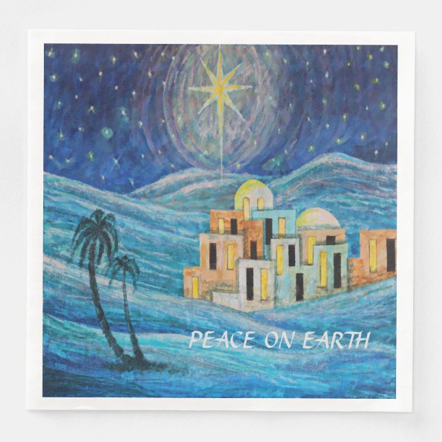 Peace on Earth Christmas Star of Bethlehem Napkins (Front)