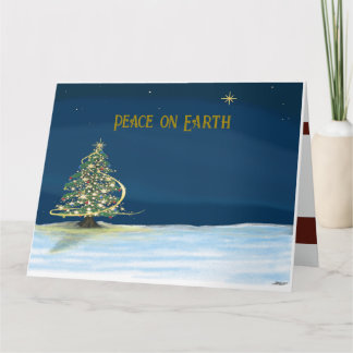 Peace on Earth Christmas Tree on Starry Night Card