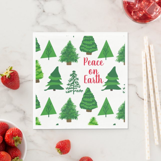 Peace on Earth Christmas Trees Napkins (Insitu)