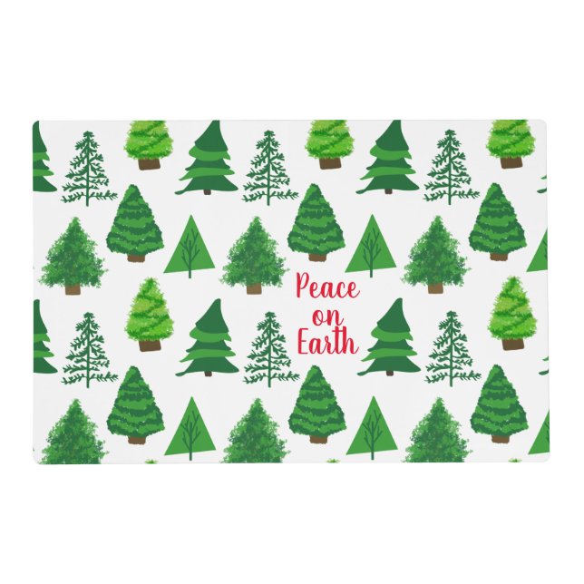 Peace on Earth Christmas Trees Placemat (Front)