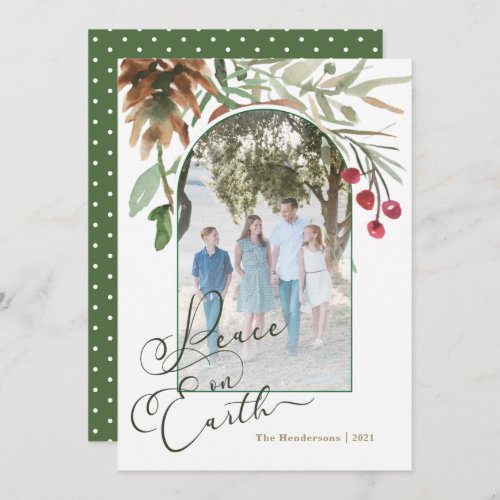 Peace on Earth Christmas Watercolor Photo Card