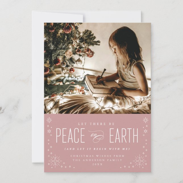 Peace on Earth Christmas with Stars Photo Card (Front)