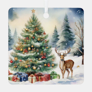 Peace on Earth Christmas Woods Metal Ornament