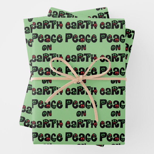 Peace On Earth Christmas Wrapping Paper Sheets (In situ)
