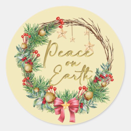 Peace on Earth Christmas Wreath Envelope Seal