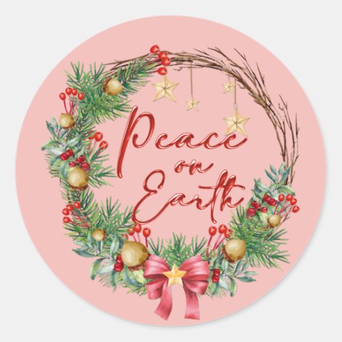 Peace on Earth Christmas Wreath Envelope Seal