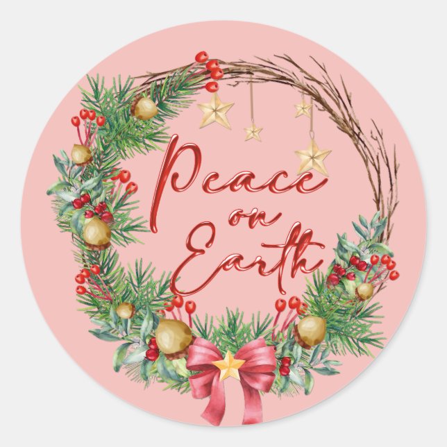 Peace on Earth Christmas Wreath Envelope Seal (Front)