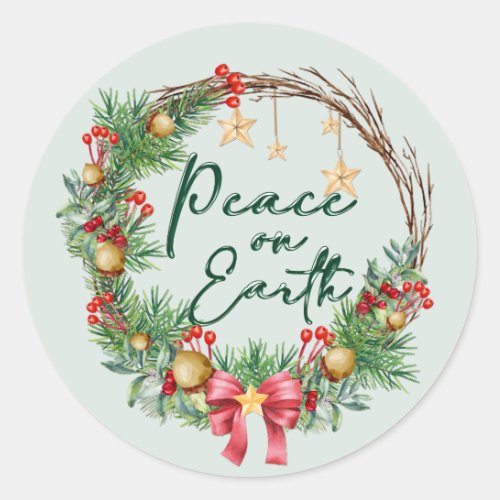 Peace on Earth Christmas Wreath Envelope Seal