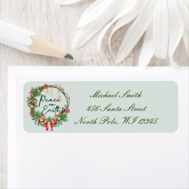 Peace on Earth Christmas Wreath Label (Insitu)