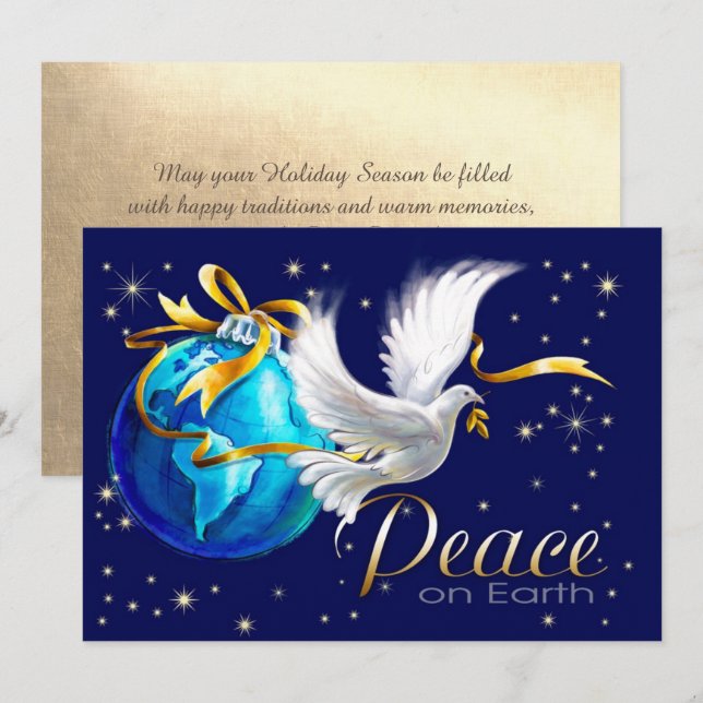 Peace on Earth. Corporate Flat Christmas Cards (Front/Back)