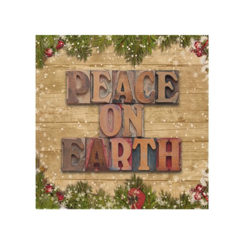 Peace On Earth Country Farmhouse Style Christmas Wood Wall Art