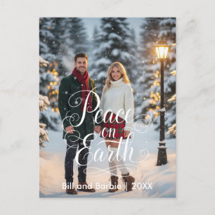 Peace on Earth Couples Photo Front Holiday Postcard