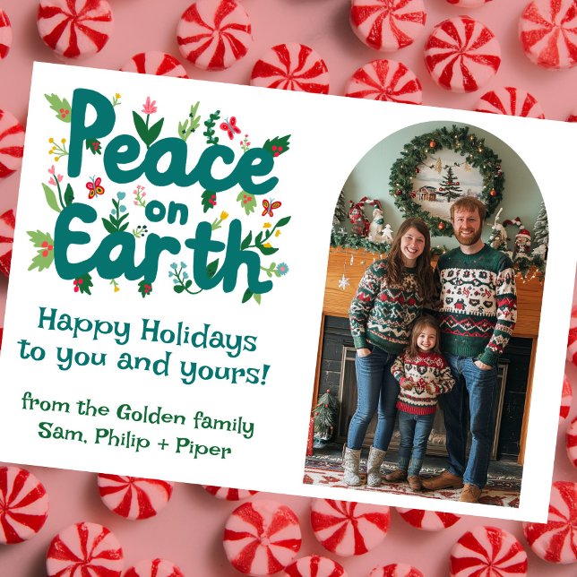 PEACE ON EARTH CUSTOM Arch PHOTO Christmas Holiday Card (PEACE ON EARTH CUSTOM Arch PHOTO Christmas Holiday
Card)