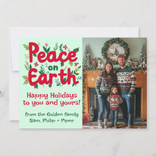 PEACE ON EARTH CUSTOM PHOTO Christmas Holidays  Holiday Card