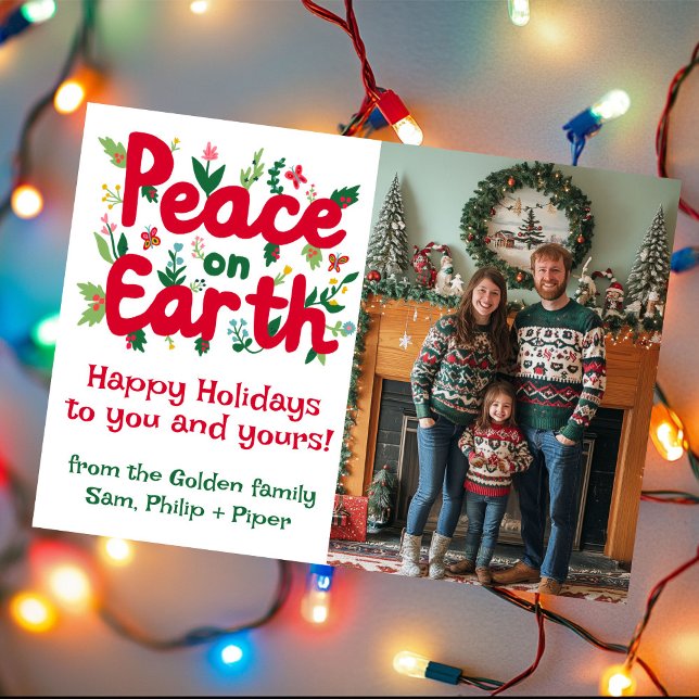 PEACE ON EARTH CUSTOM PHOTO Christmas Holidays  Holiday Card (PEACE ON EARTH CUSTOM PHOTO Christmas Holidays Holiday Card
)