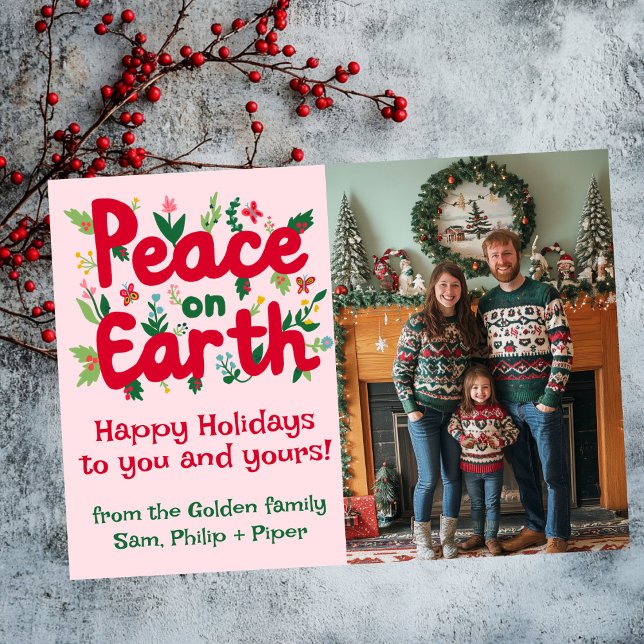 PEACE ON EARTH CUSTOM PHOTO Christmas Holidays  Holiday Card (PEACE ON EARTH CUSTOM PHOTO Christmas Holidays Holiday Card
)