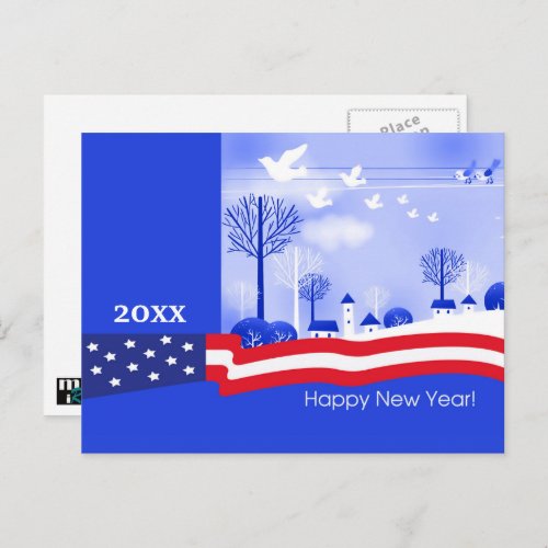 Peace on Earth Custom Year Patriotic New Years  Holiday Postcard