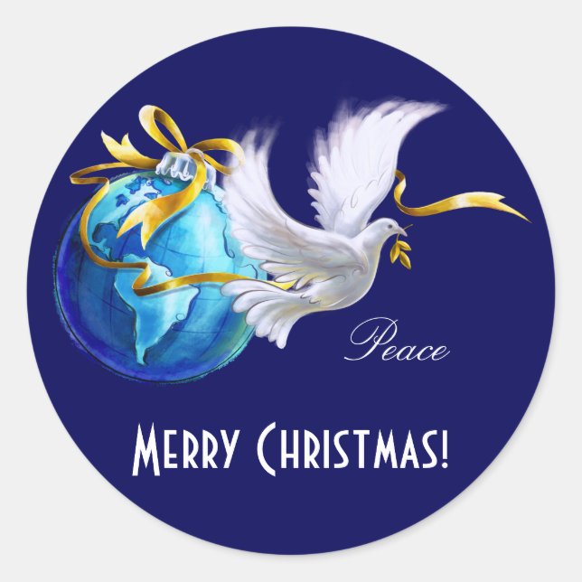Peace on Earth.Customizable Christmas Stickers (Front)