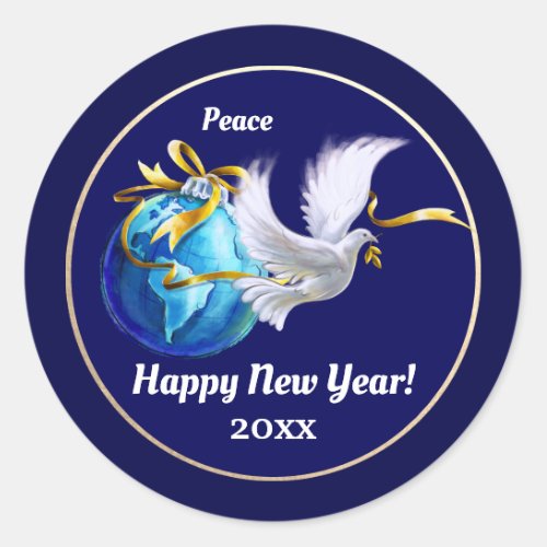 Peace on Earth Customizable New Years Stickers