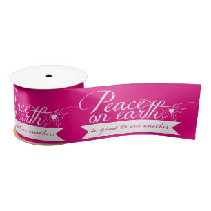 Peace on Earth Customize Colors Christmas Ribbon