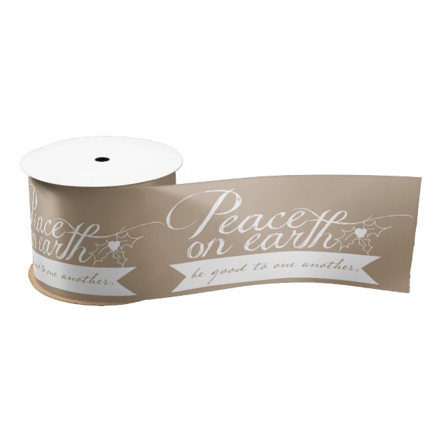 Peace on Earth Customize Colors Christmas Ribbon (Spool)