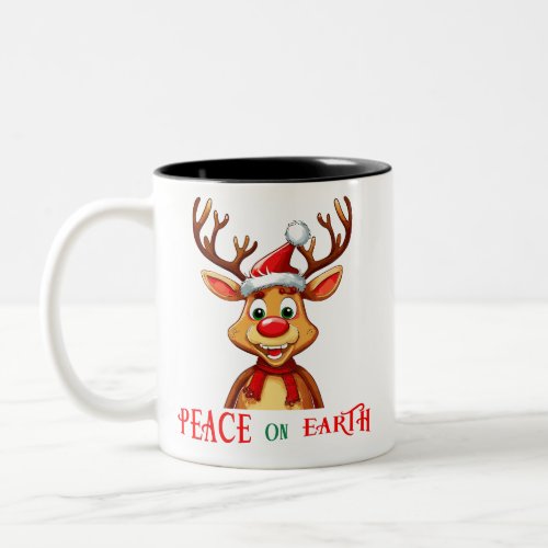 Peace on Earth Deer Two_Tone Coffee Mug