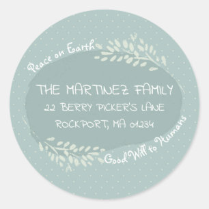 Peace on Earth Doodle Round Return Address Label