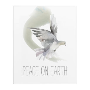 Peace On Earth Floral Dove Blossoms Holiday Graphic Art Luster Gray Framed  Art Print Wall Art 