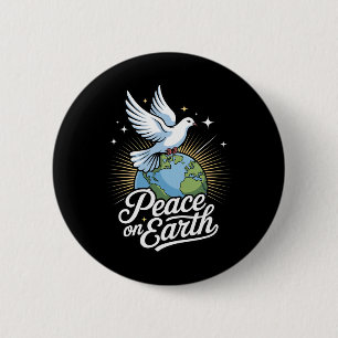 Peace On Earth Dove And Globe Faith Christmas Button